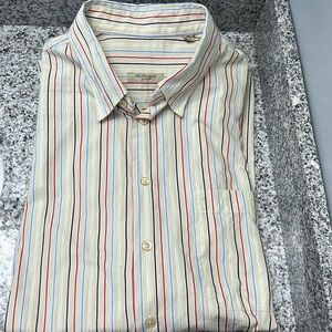 Burberry Men's Striped Button Down Shirt - Cream and Multicolor